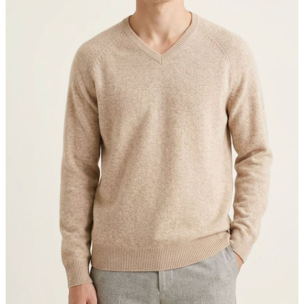 J.Crew Men's 100% Lambswool Sweater Tan XL Tall LT